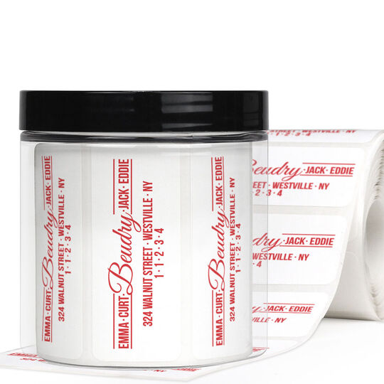 Beudry Rectangle Address Labels in a Jar